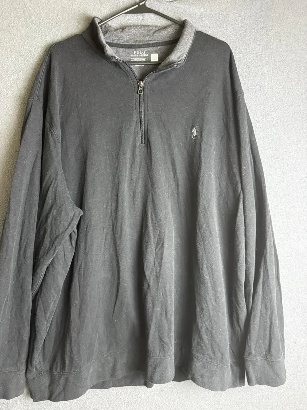 Polo Ralph Lauren Sweater Mens Large Black Cotton 1/4 Zip Mock Neck Knit 3XLT